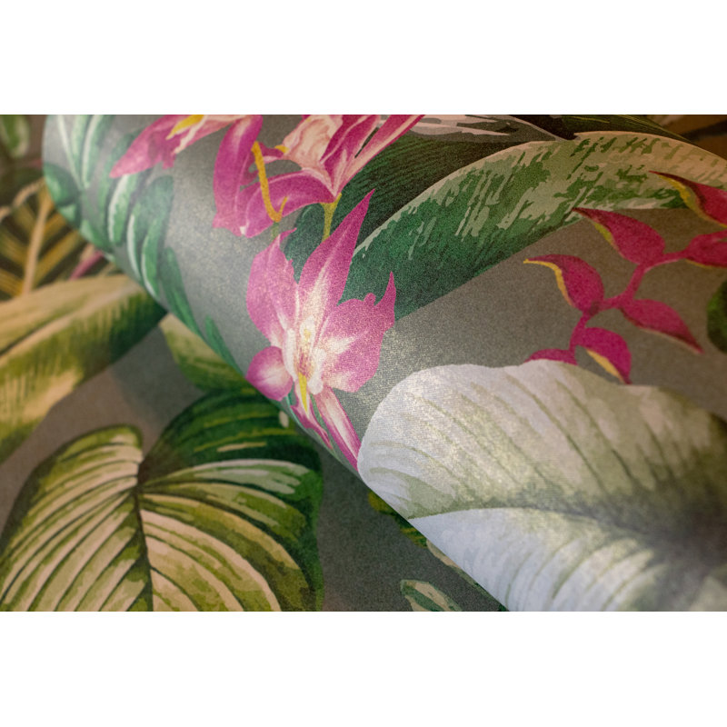 Tropical Collection Kiribati Floral Inspired 27.8' L x 27.5" W Wallpaper Roll, Watermelon