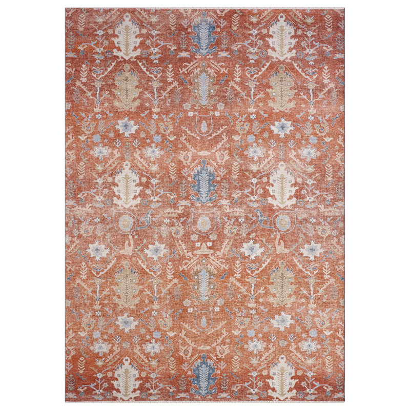 Tapis en coton tissé à la machine Aldora, Rectangle 7 pi 6 po x 9 pi 6 po