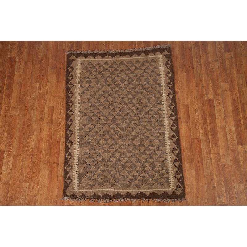 Tapis oriental réversible en laine Kilim 4 x 5