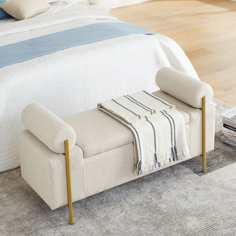 Ailsa Velvet Upholstered Storage Bench, Beige