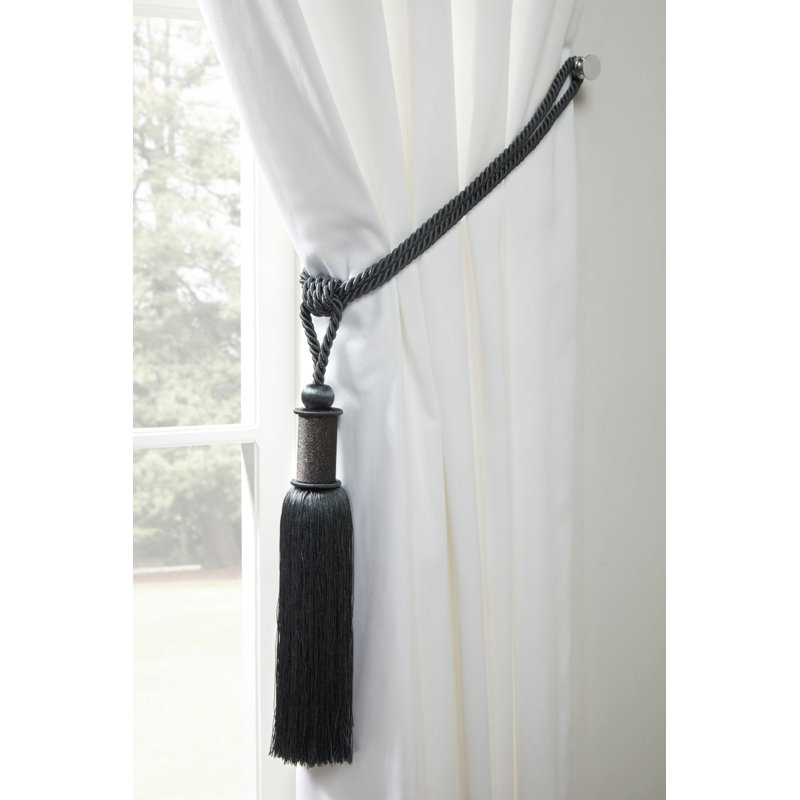 Jayda Charcoal Polyester 60cm Curtain Holdback/Tieback, Charcoal