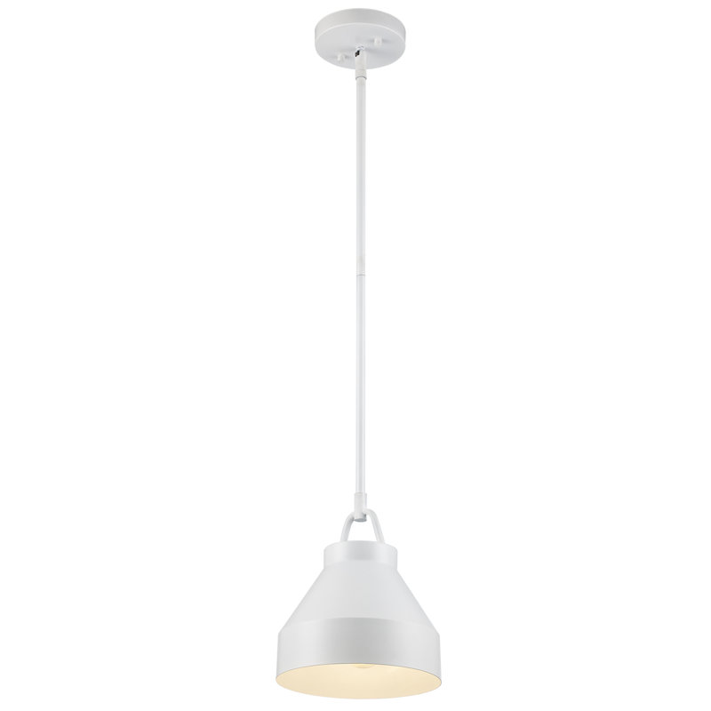 Luminaire suspendu en forme de dôme à 1 lumière Lowen, Blanc, H 48,25 po x l 8 po x P 8 po