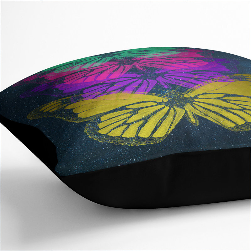 Cosmic Butterflies Square Throw Cushion, 40cm H x 40cm W x 15cm D, Black