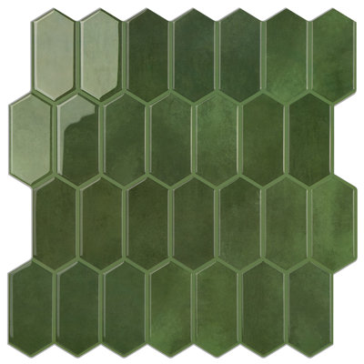 Carrelage mural en vinyle vert auto-adhésif à dosseret hexagonal vert (ensemble de 10)