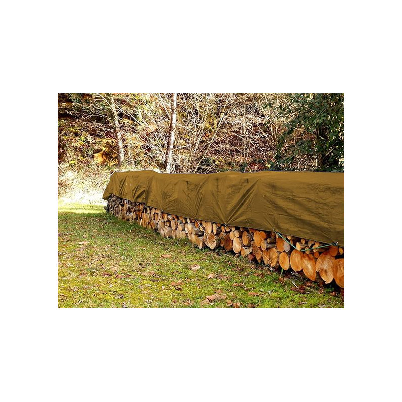 Waterproof Poly Tarp, 3 Oz, 100 Gsm, 5 Mil Thick, Wind & Uv Resistant Multipurpose Plastic Camping Tarp With Reinforced Edges & Rust Proof Grommets (5" L X 7" W, Brown)