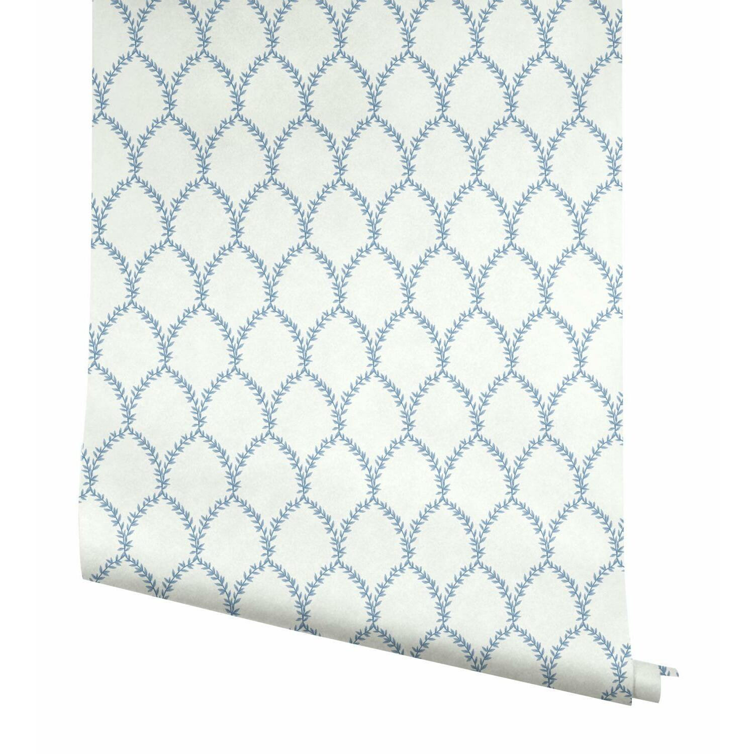 Laurel Wallpaper Roll, Blue/White