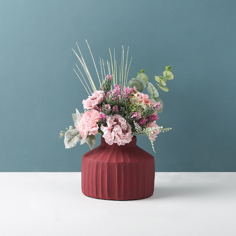 Vase de table en céramique Aviva, H 5,4 po x l 6,6 po x P 6,6 po, Rouge