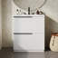 Meuble-lavabo autoportant de 30 po avec lavabo en céramique et tiroirs à extension complète-126232798