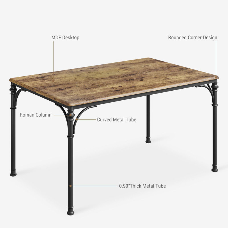 Ensemble de table de cuisine rustique 5 pièces pour 4 personnes, table de salle à manger compacte avec chaises rembourrées pour petits appartements et studios