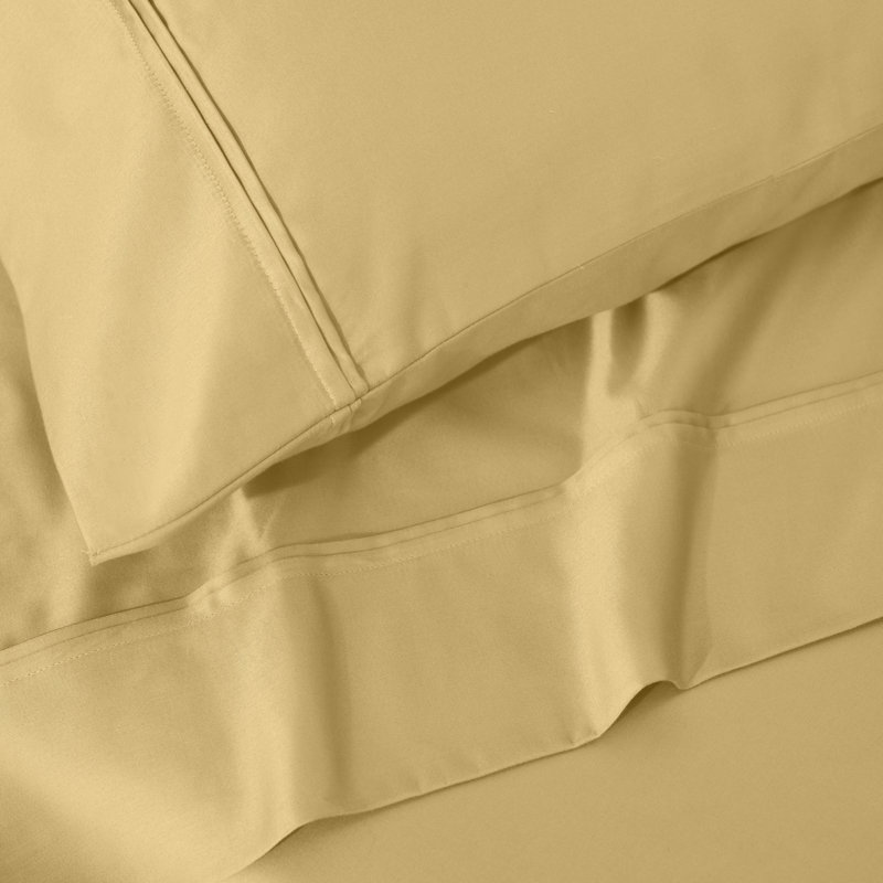 Ensemble de draps en satin de coton égyptien certifié Mellark 1200 fils au pouce carré, Doré