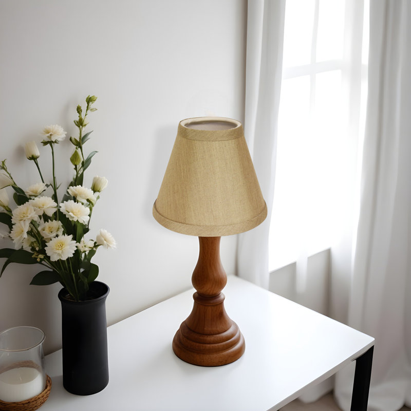 Lustre brun pâle sans abat-jour, H 4 po x l 4 po x P 4 po, Brun clair
