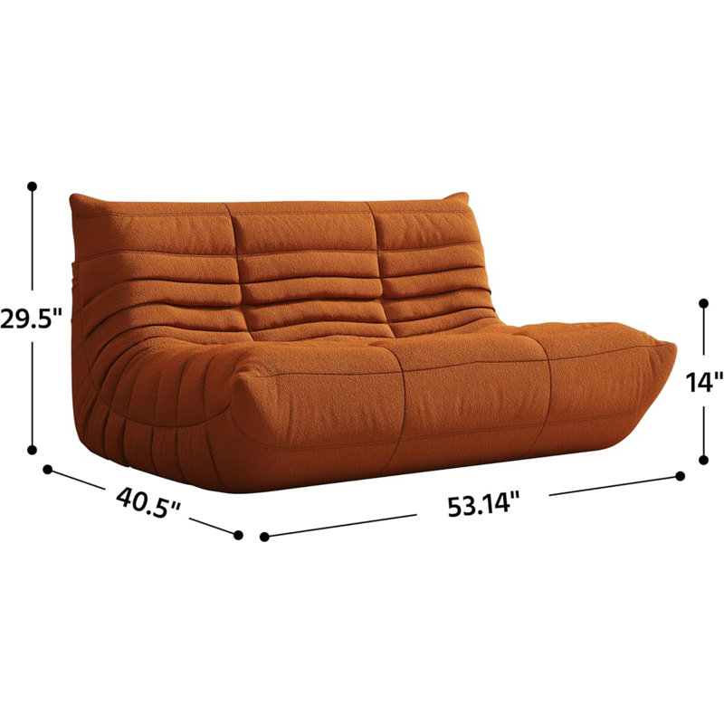 Canapé 3 places à accoudoirs sans accoudoirs, Orange, 29.5" H x 53.14" W x 40.5" D