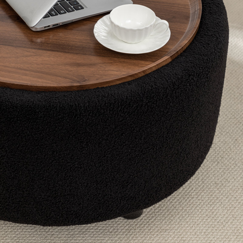 Table basse ronde avec rangement Pietsch, Bouclé noir