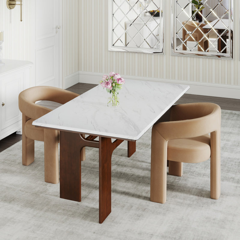 Modern Restaurant Dining Set, Khaki, 3 Pieces: Table, 2 Chairs