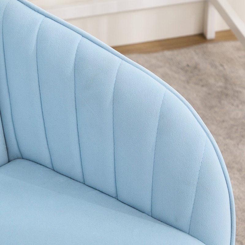 Fauteuil ergonomique en velours bleu pour les longues séances - base argentée, réglable, Bleu pastel