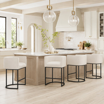 Upholstered Counter Height Stool with Metal Frame (Set of 4)