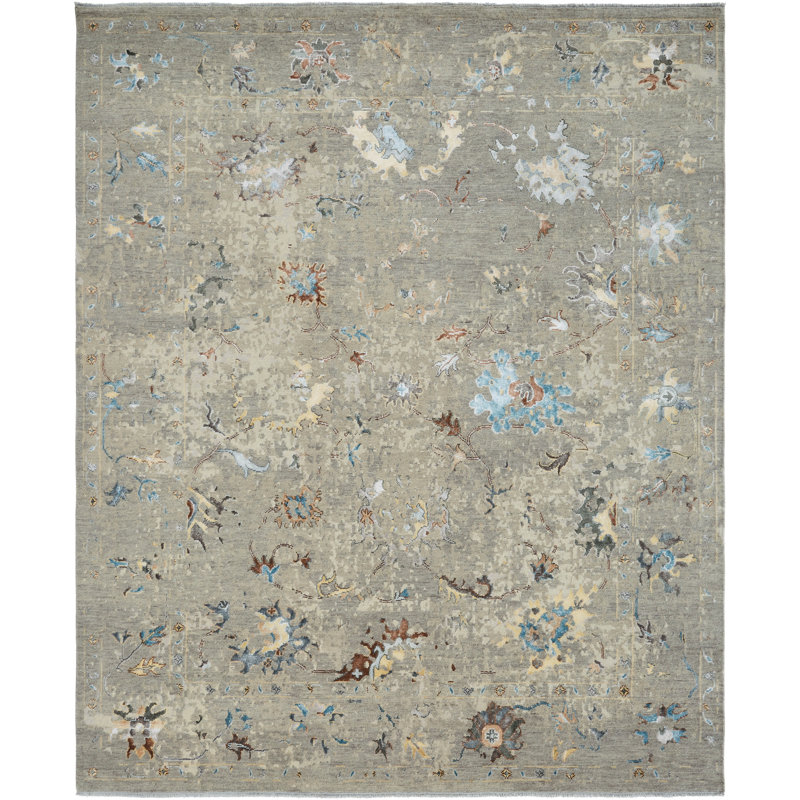 Illusion Weave Hand Knotted Abstract Area Rug, Rectangle 10' x 14'
