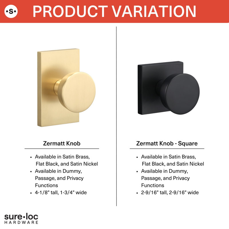 Ridgecrest Mountain Zermatt Dummy Knob, Satin Brass