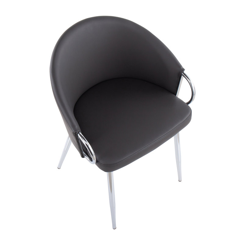 Josie 19.25" Faux Leather Upholstered Armchairs, Gray, Chrome