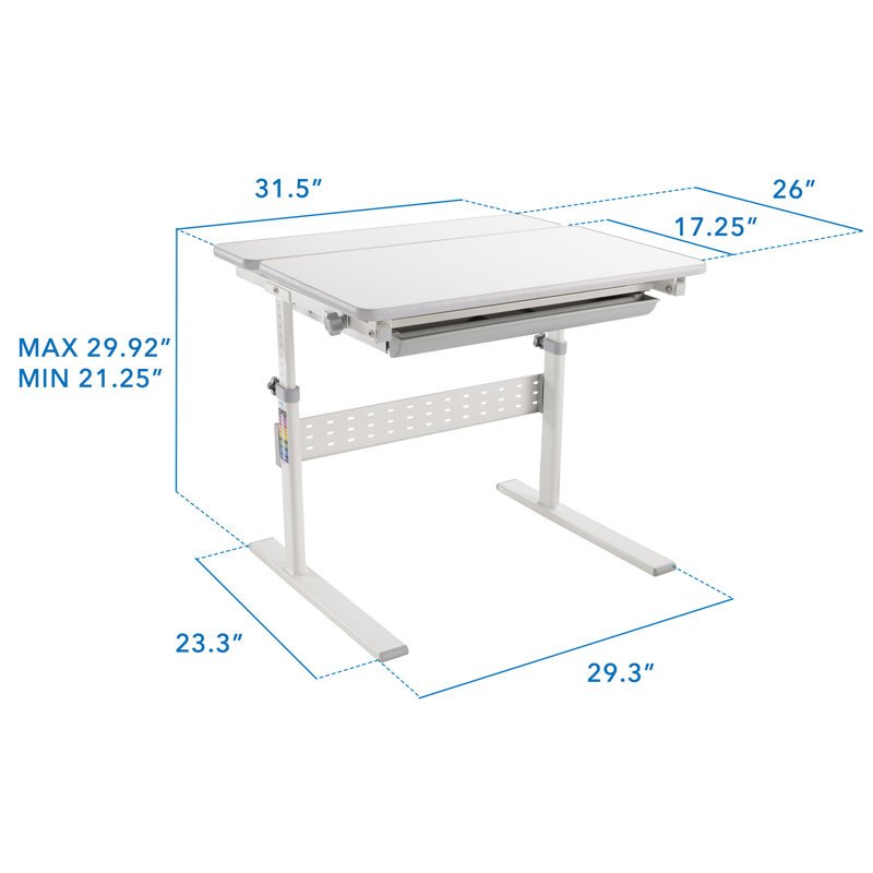 Mount-It! Height Adjustable Desk for Kids, Children's Workstation with Tilting Desktop and Drawer