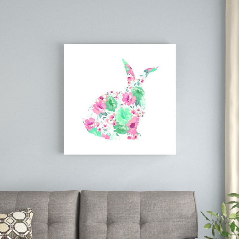 «Floral Rabbit Silhouette I», reproduction sur toile, H 30 po x l 30 po