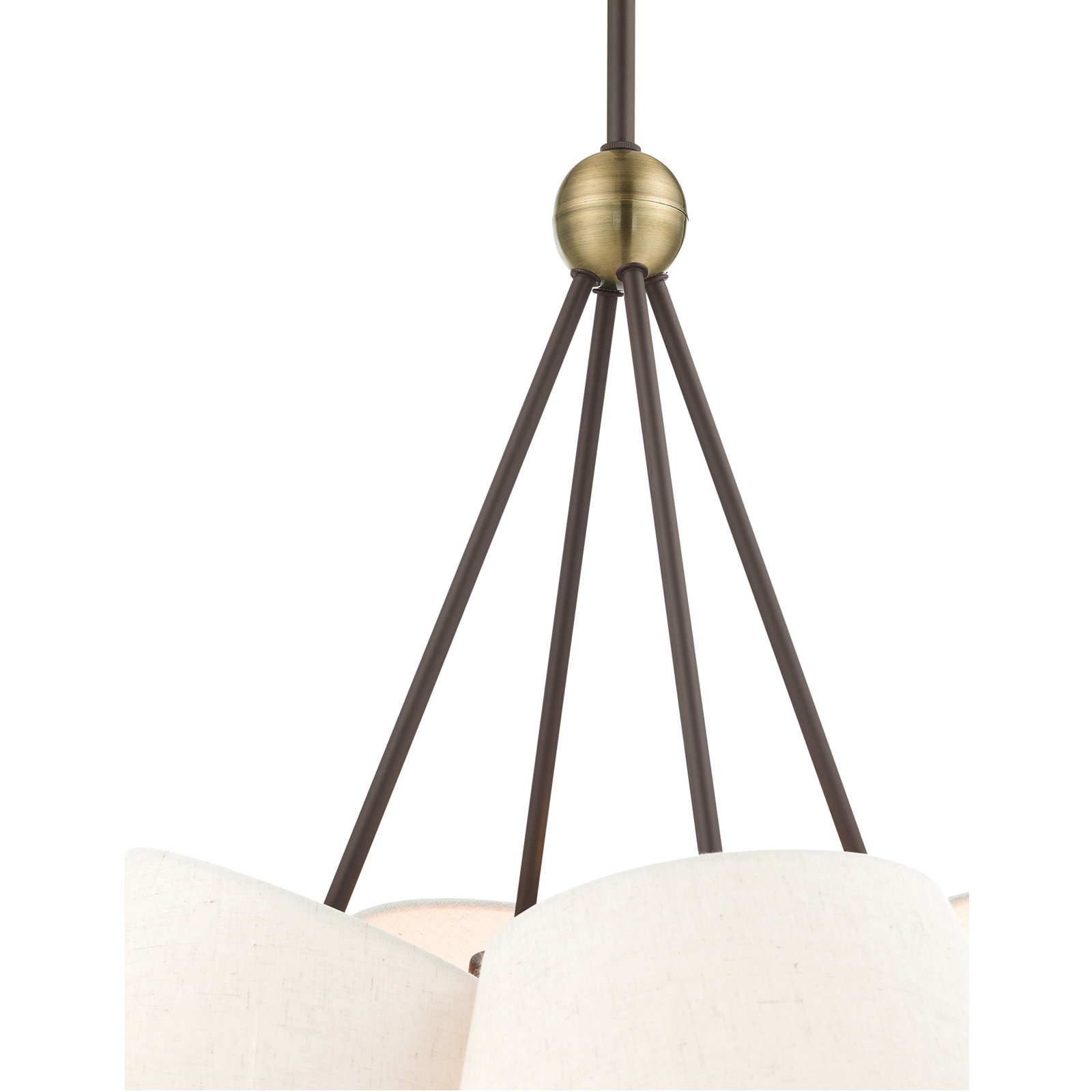 Grove 4 - Light Steel Dimmable Cone Chandelier, Oatmeal, Bronze