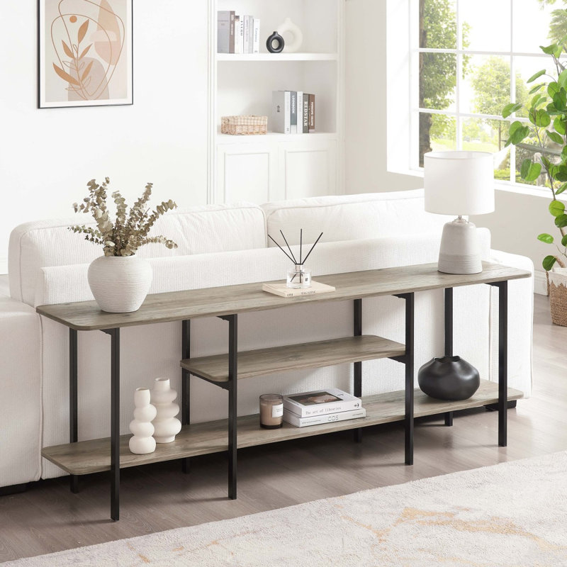 Console Celine 71 "en gris rustique (3 tablettes), Naturel
