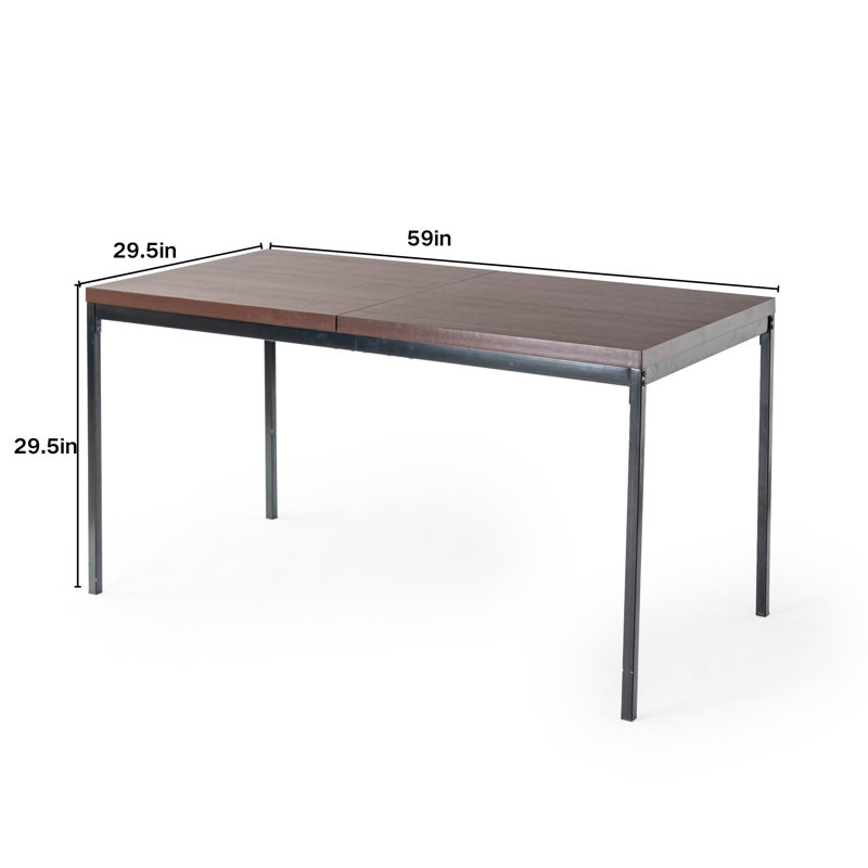 Modern Rectangular 59” Dining Table with Metal Frame for Dining, Meetings, and Workspaces