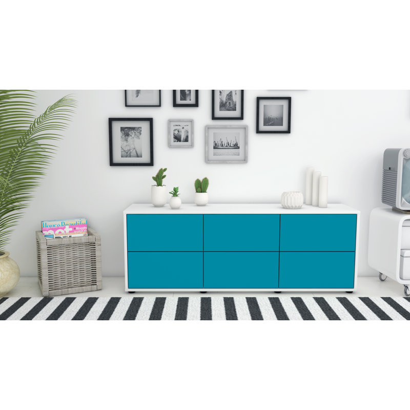 Wunderlich TV Stand, Turquoise / Matte White
