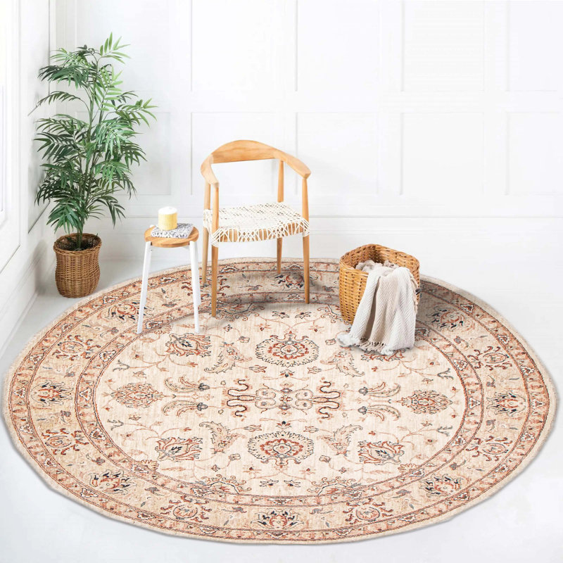 Tapis unique en laine noué à la main beige 7 po New Age
