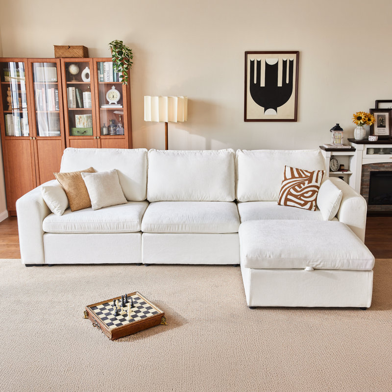 Repose-pieds en chenille simple avec large nuage, housses de coussin amovibles, librement combinées avec d'autres modules