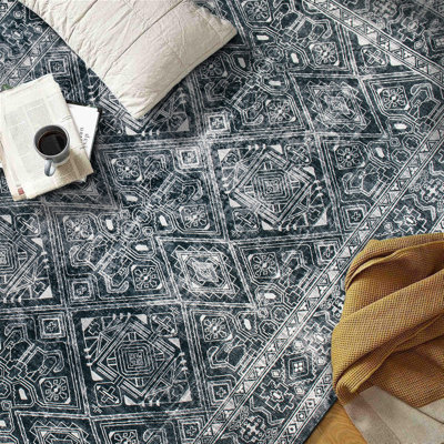 Transitional Bohemian Distressed Washable Non Slip Area Rug