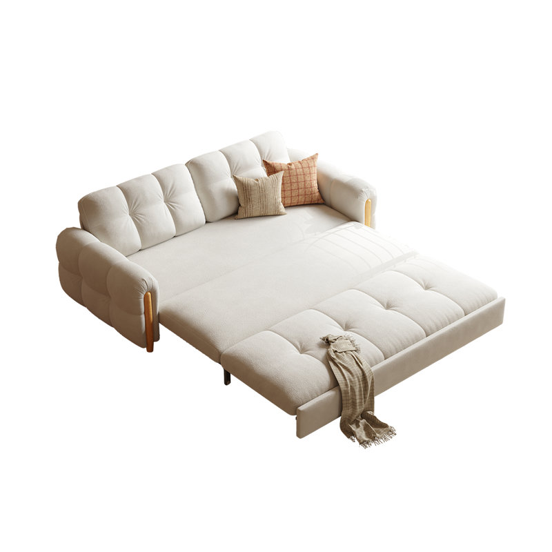 3-in-1 Convertible Sofa Bed With Double Cushions, 800lbs Support, Smooth Casters & Easy 10-Min Assembly