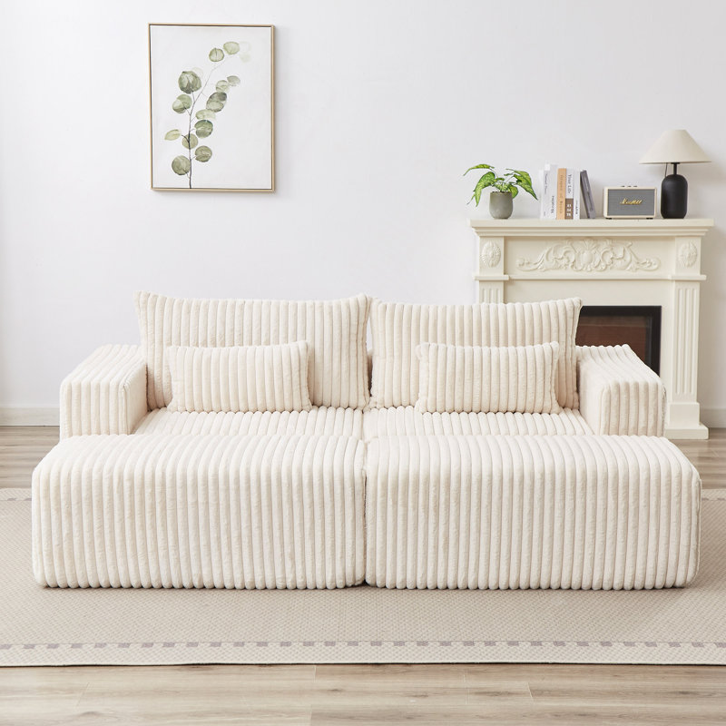 Canapé, méridienne surdimensionnée surdimensionnée, aucun assemblage requis, causeuse en peluche avec deux repose-pieds amovibles, fauteuil-lit moderne moelleux pour la chambre à coucher du salon intérieur