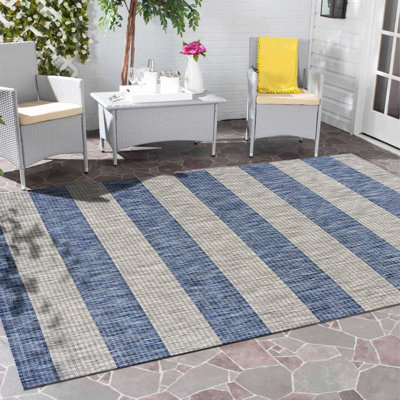 Haylee Striped Zero-Pile Flatweave Indoor/Outdoor Durable Area Rug