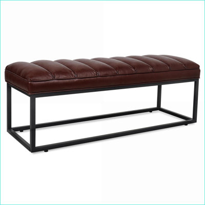 Banc pour hall d'entrée de chambre à coucher, 53,54 po de largeur, revêtu de cachemire / flanelle / polyuréthane | Cadre en métal