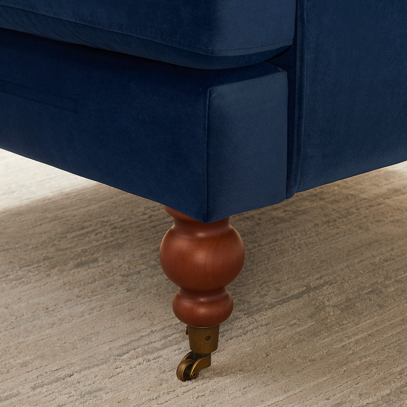 Upholstered Sofa, Steel Blue Velvet