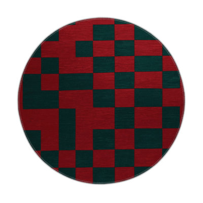Checkered Green Indoor and Outdoor Area Rug