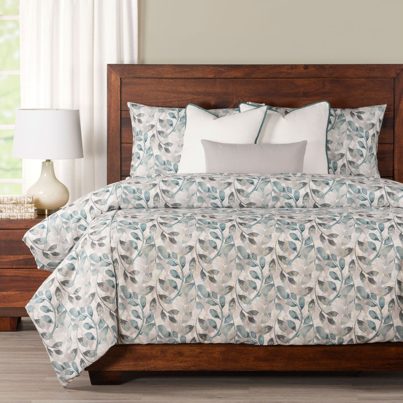 Siscovers Water Garden Botanical Print Duvet Cover & Insert Set, Cal. King Duvet + 2 Shams + 3 Throw Pillows