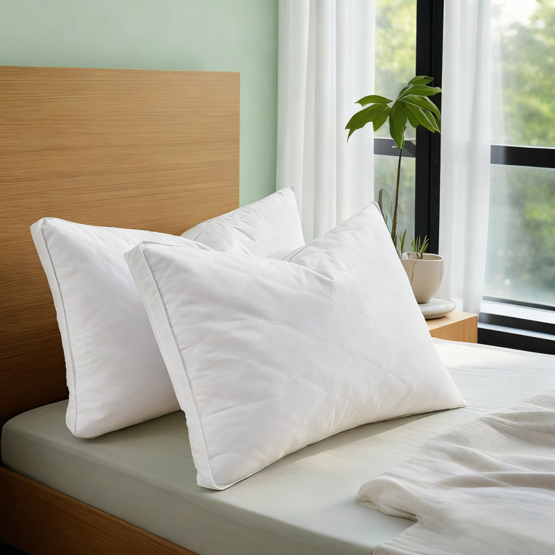  Oreiller de soutien moyen à ferme en mélange de duvet - oreillers de lit toutes saisons en plumes d'oie grises pour dormeurs arrière et latéraux (ensemble de 2)