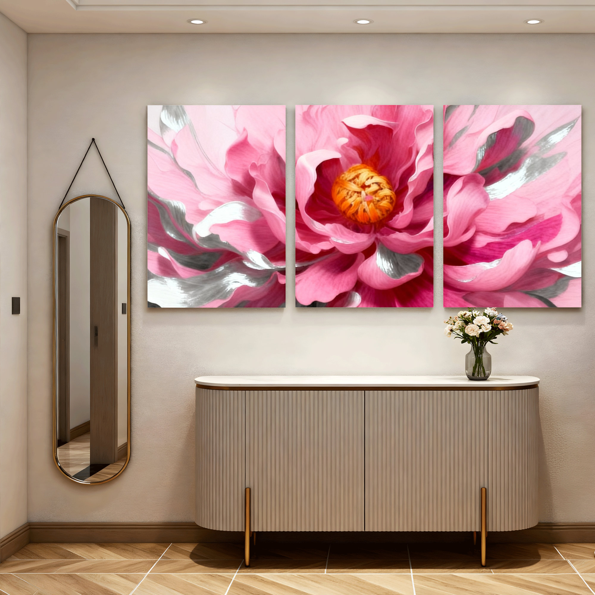 Winston Porter Pink Peony Floral Oil Painting Print Canvas Wrapped Wall ...