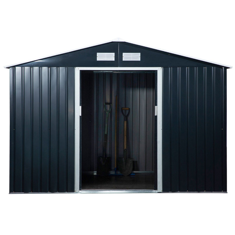 Garden Storage Shed, 9' x 6', Dark Gray