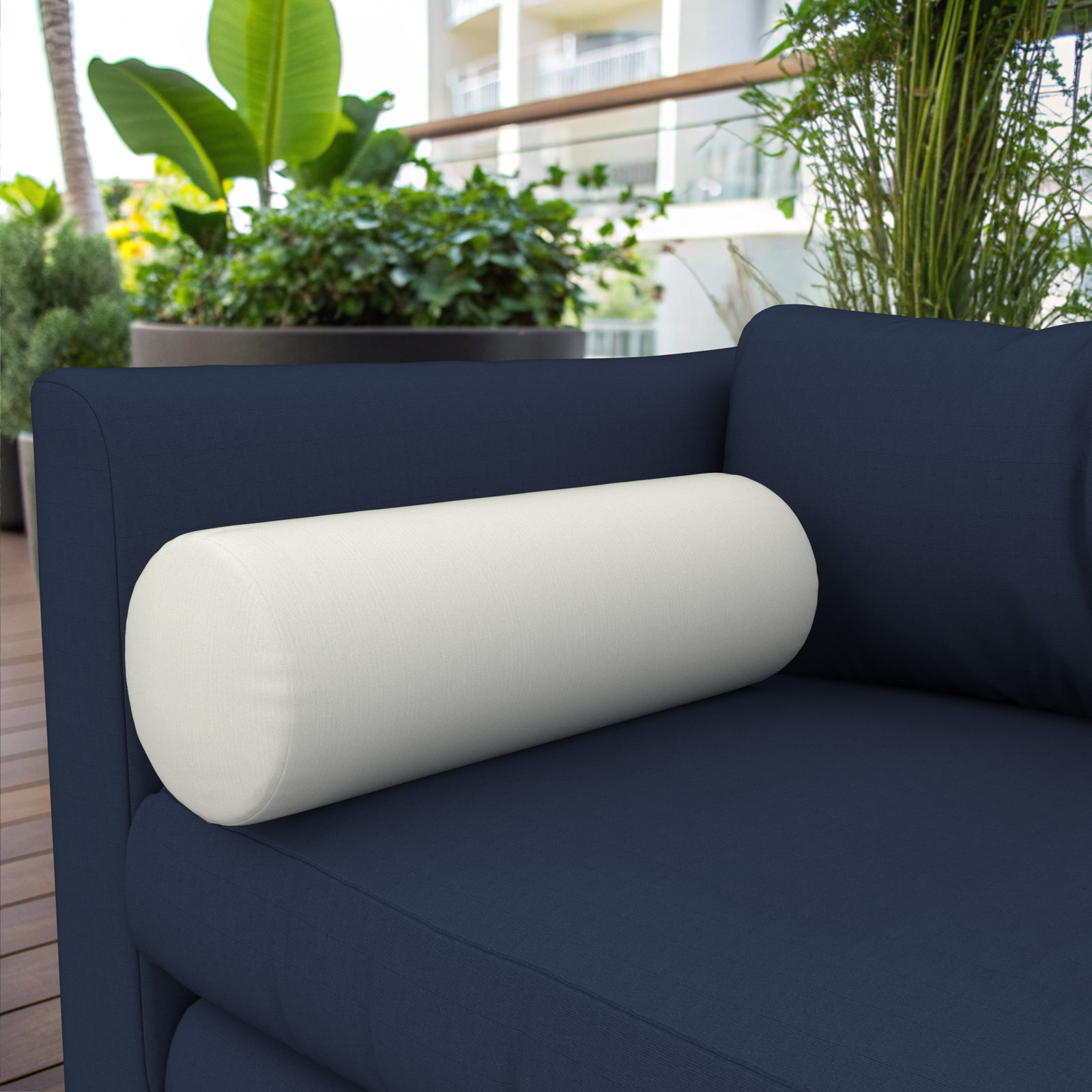 Amala Outdoor/Indoor Bolster Pillow, Canvas Natural