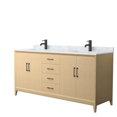 Janna Freestanding Double Bathroom Vanity with Marble Top