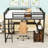 2 Drawers Queen Loft Bed With Desk, Shelves And Guardrails