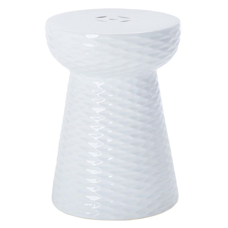 Verne Ceramic Accent Stool, White