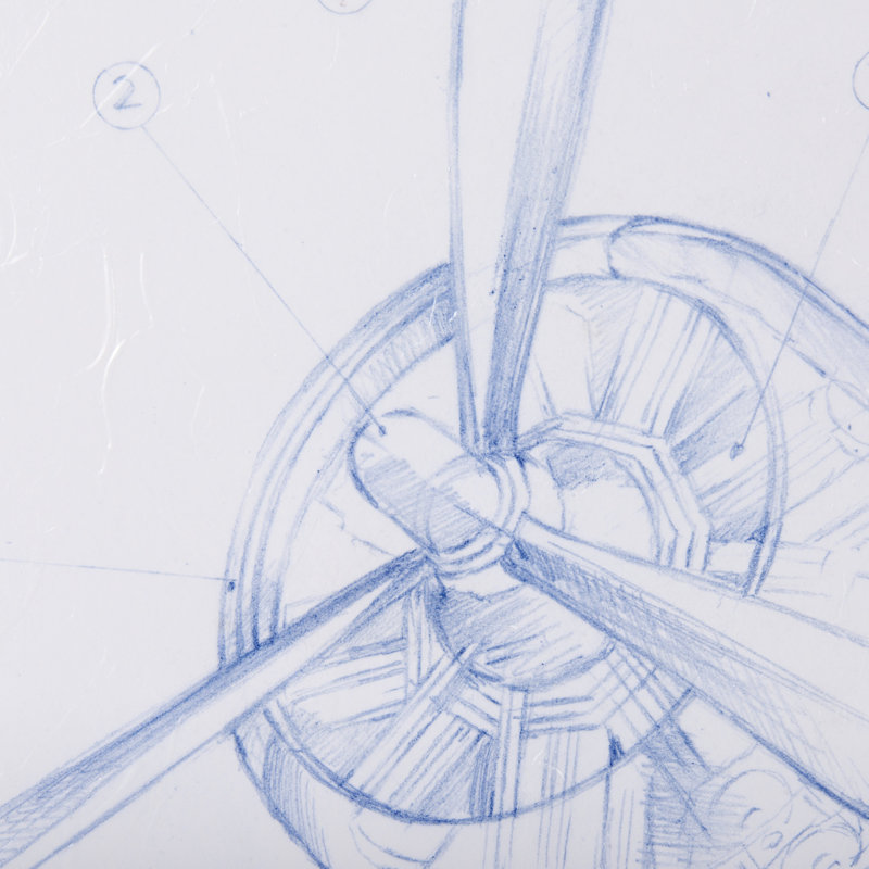 Airplane Mechanical Sketch II by Ethan Harper a Hand Embelished Textured Framed Art Print