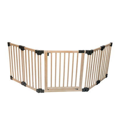 Wooden Multi Panel Multi Use Safety Barrier, Natural Wood
