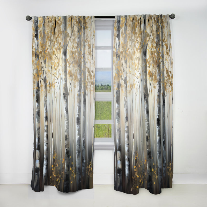 Birch Tree Forest Wonderland V - Rideau moderne - Velours obscurcissant - 1 panneau, L 52 po x L 90 po