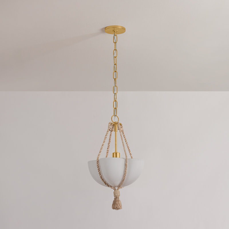 Luminaire suspendu Amberley en feuille d'or rétro, H 18,5 po x l 12 po x P 12 po, 10 W